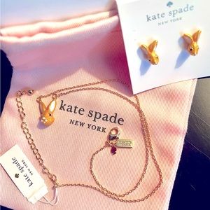 Kate spade RP$138 Set-Necklace & Earrings Bunnies & Dust Bag New with Tags